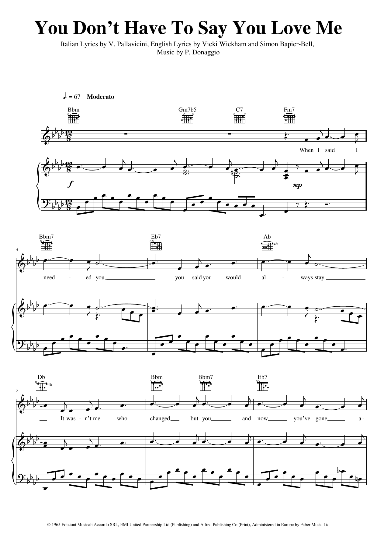 Produktgalerie: Seite 1 von 1 You Don't Have To Say You Love Me, Elvis Presley, Gesang, Gitarre, Klavier