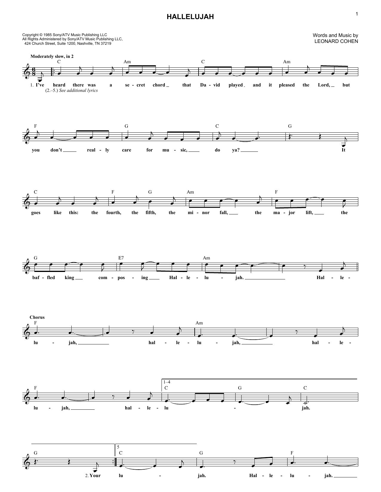 Produktgalerie: Seite 1 von 1 Hallelujah, Leonard Cohen, Melodieinstrument