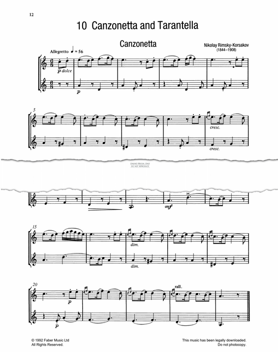 Product gallery: Page 1 of 1 Canzonetta and Tarantella, Nikolai Rimsky-Korsakov