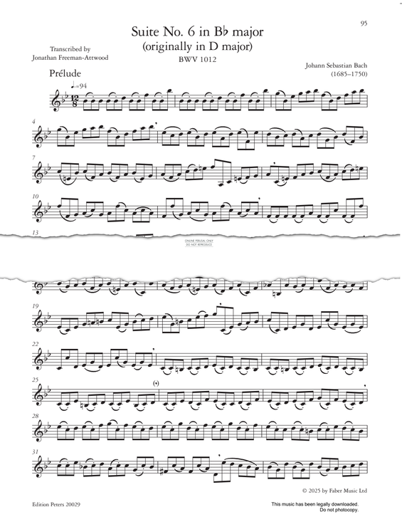 Produktgalerie: Seite 1 von 1 Suite No.6 in B Flat Major BWV1012, Johann Sebastian Bach, Trompete