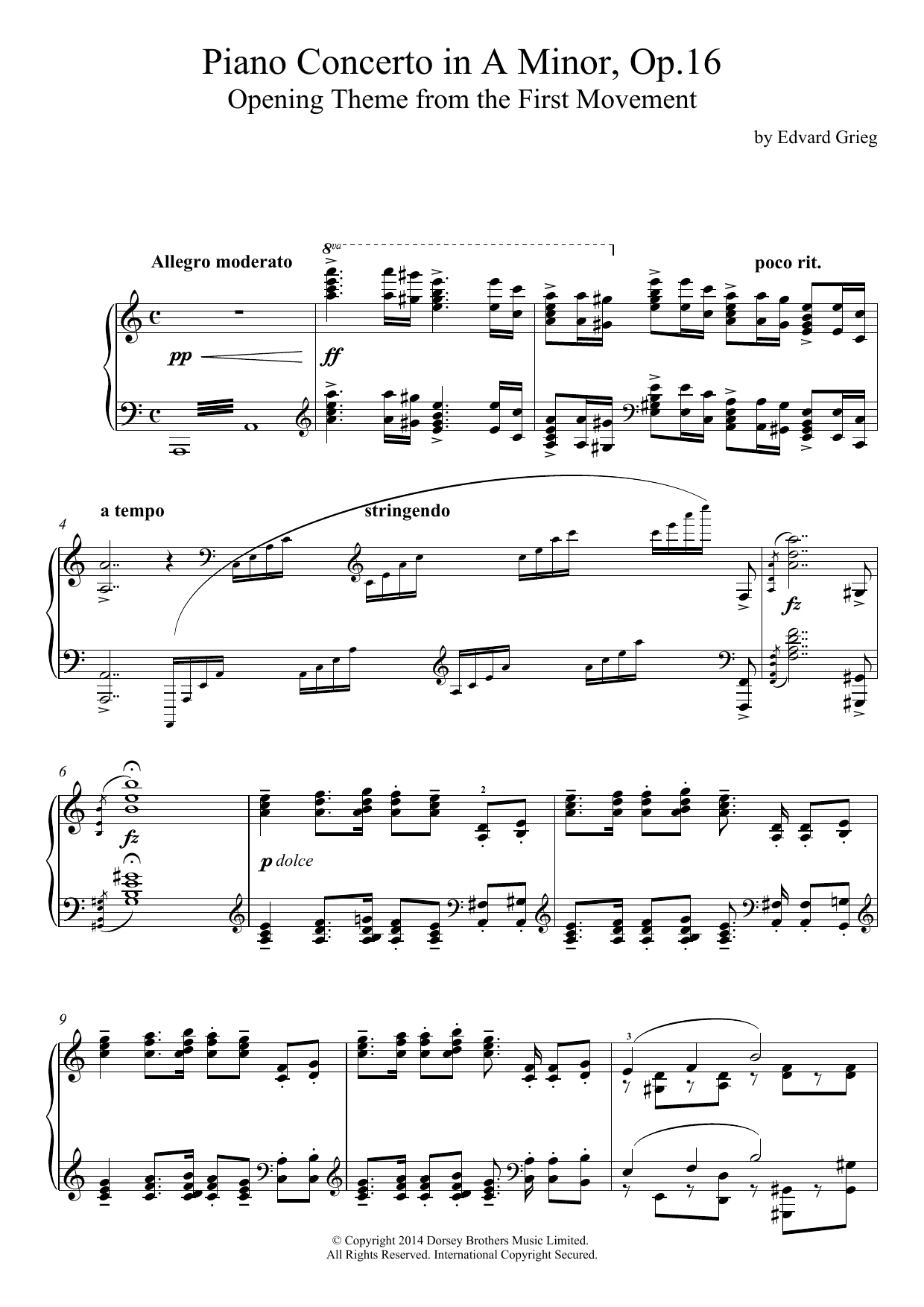 Product picture to: Piano Concerto in A Minor, Op.16, Opening Theme