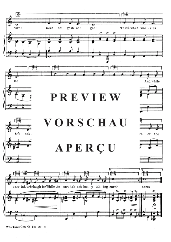 Produktgalerie: Seite 6 von 8 Who Takes Care Of The Caretaker's Daughter (While The Cartaker's Busy Taking Care) , Popular Standard, (Klavier und Gesang)