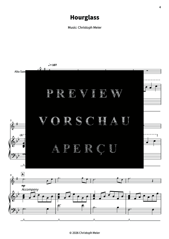 Produktgalerie: Seite 6 von 11 Hourglass - Gentle Melodies for Weddings, Church, and Other Occasions, , Altsaxophon und Klavier