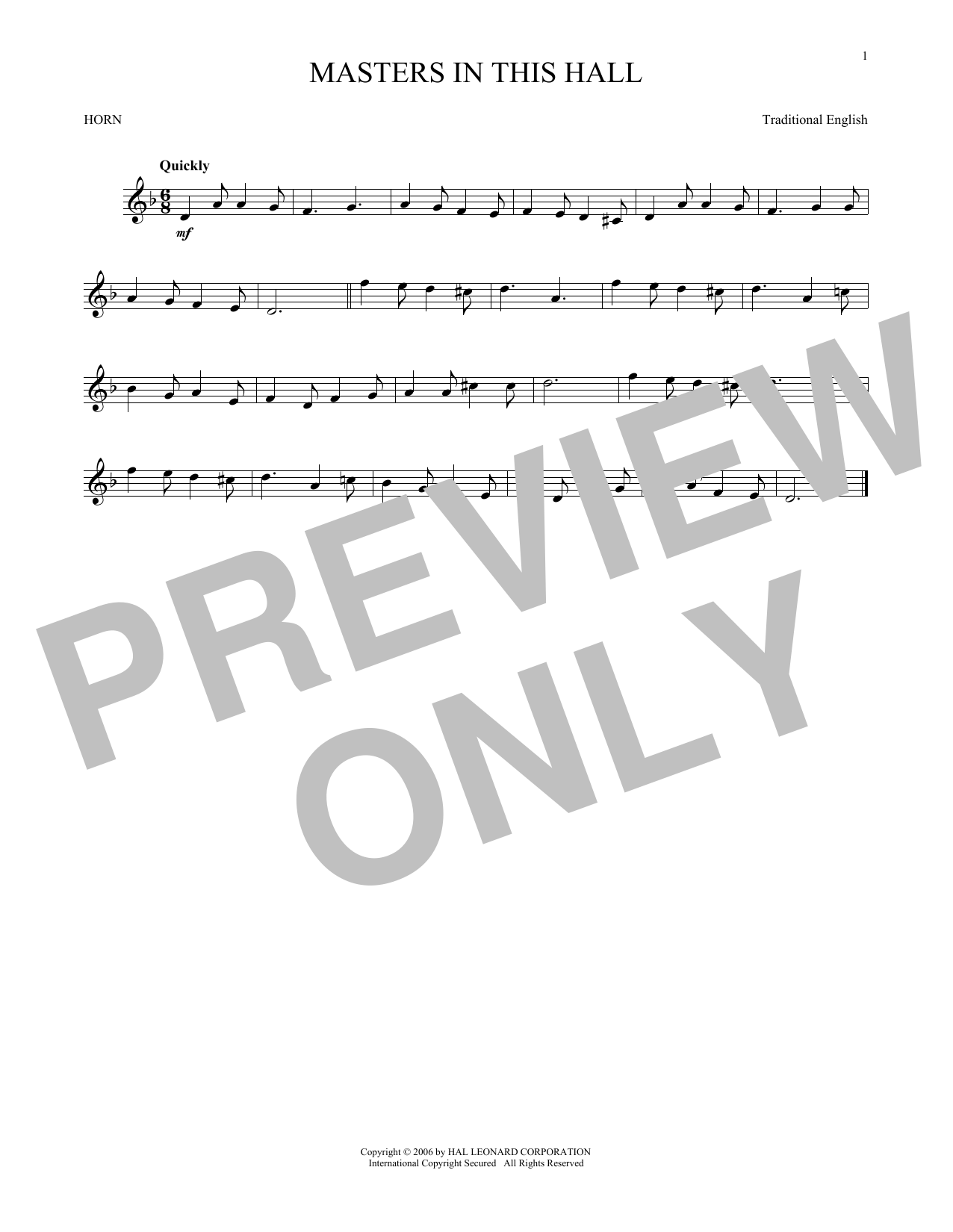 Produktgalerie: Seite 1 von 1 Masters In This Hall, Traditional English, Horn