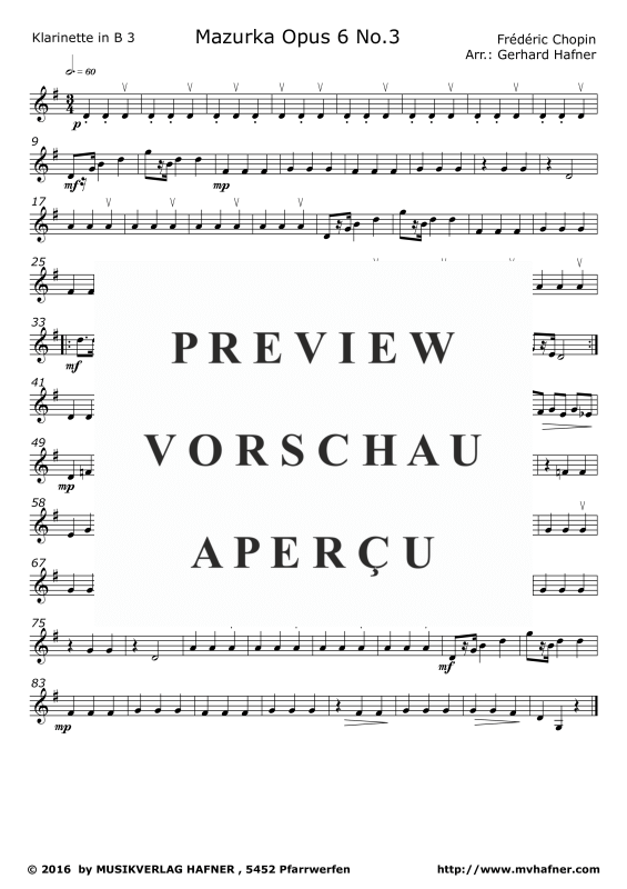 Product gallery: Page 9 of 11 Mazurka Opus 6 No.3, , (Clarinet Quintet)
