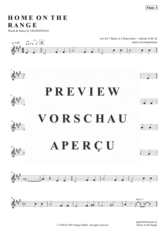 gallery: Home On The Range, American Folk Song, (Flöten Trio + Klavier)