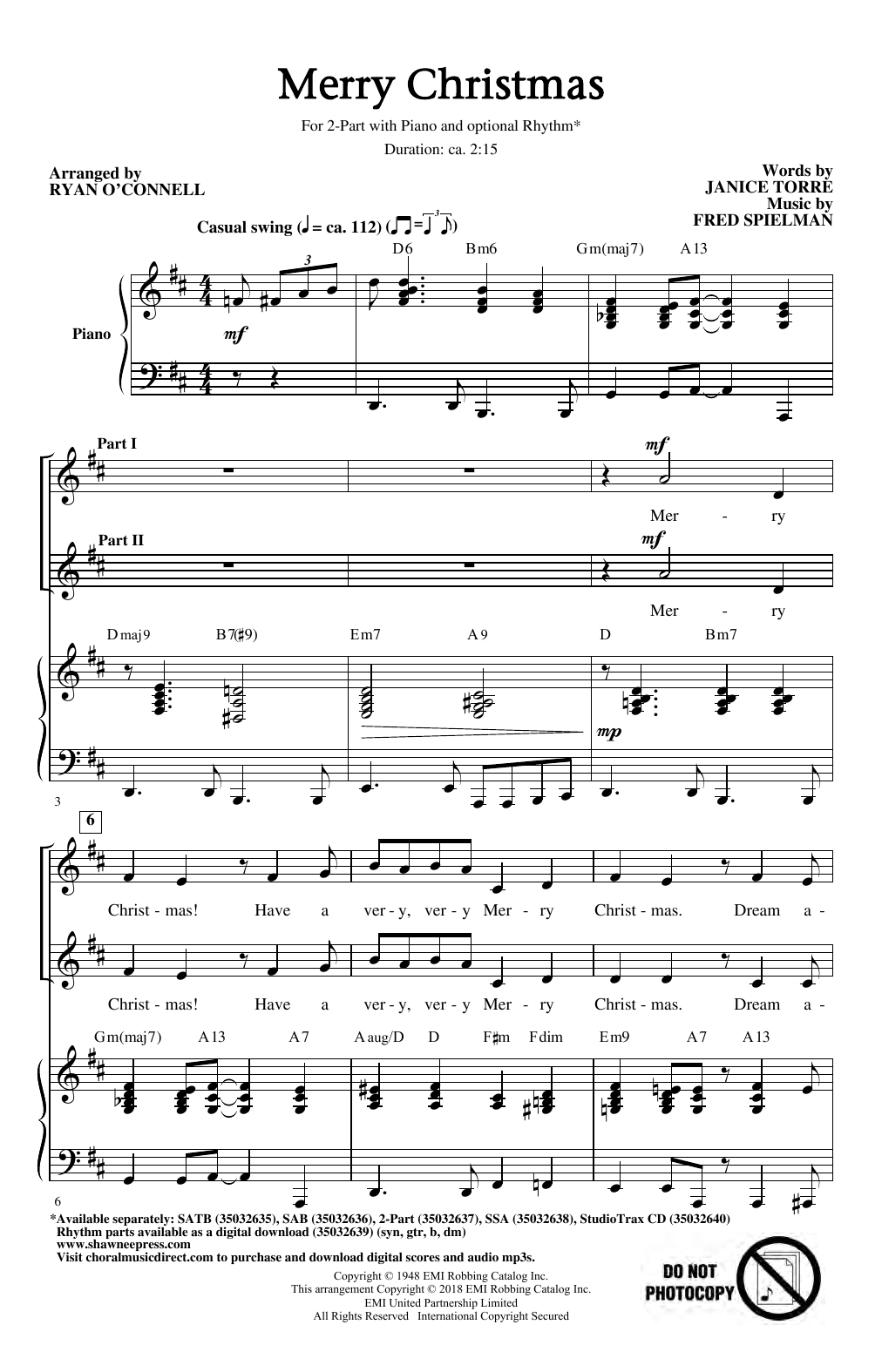 Produktbild zu: Merry Christmas (arr. Ryan O'Connell)