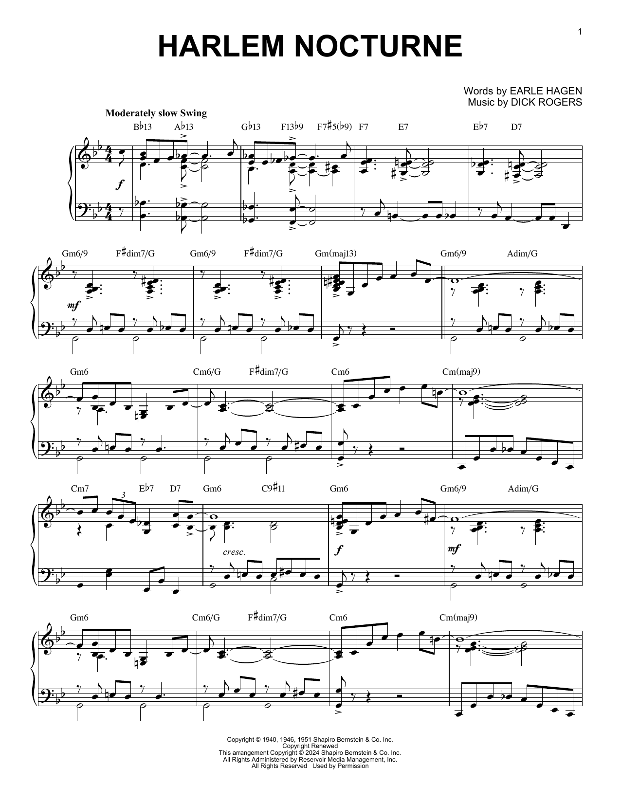 Produktbild zu:  Harlem Nocturne (arr. Brent Edstrom) - Dick Rogers