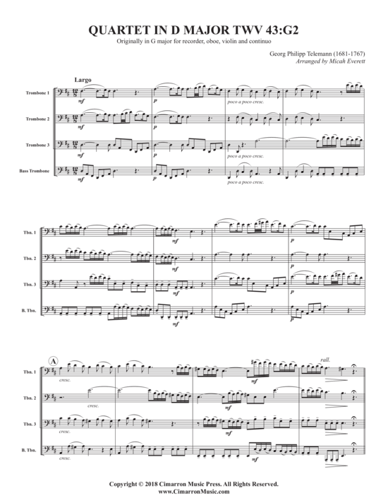 Product picture to: Quartet in D Major, TWV 43:G2 Georg Philipp Telemann