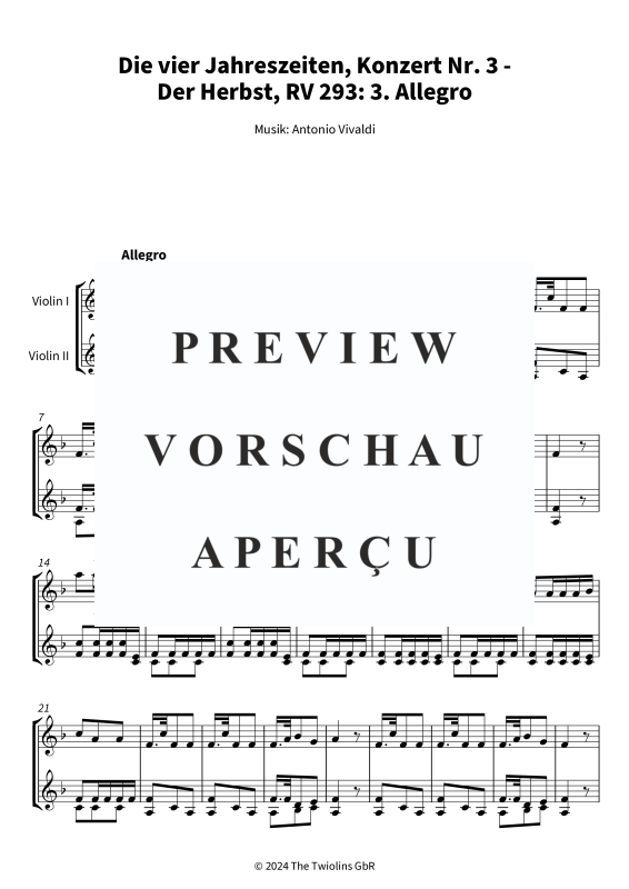 gallery: Die vier Jahreszeiten, Konzert Nr. 3 - Der Herbst - 3. Allegro, The Twiolins, (Duett 2x Violine)