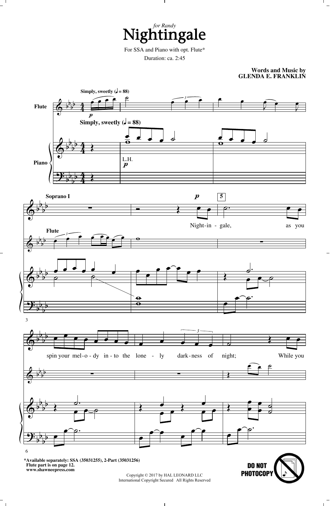 Produktgalerie: Seite 1 von 1 Nightingale, Glenda E. Franklin, Chor