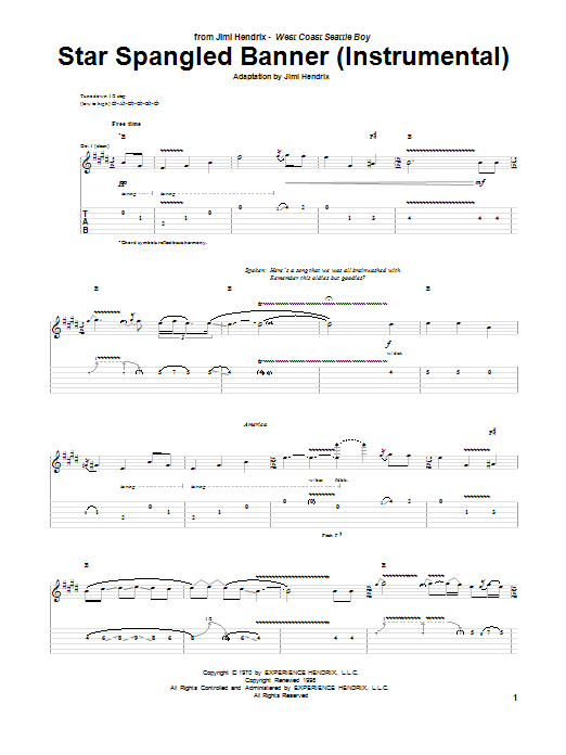 Product gallery: Page 1 of 1 The Star Spangled Banner (Instrumental), Jimi Hendrix