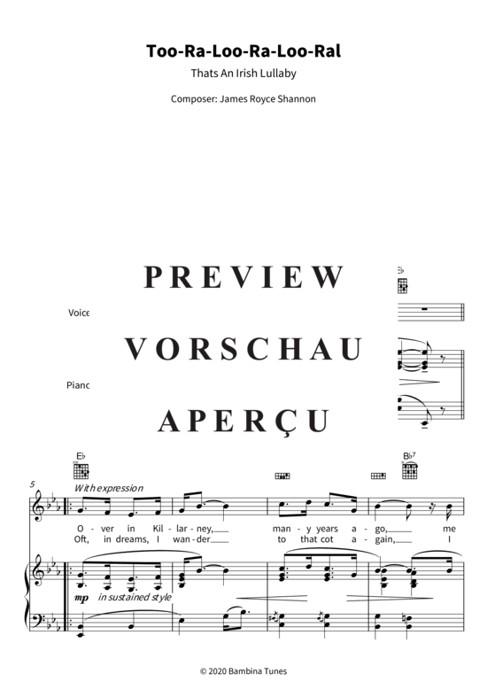 Produktgalerie: Seite 4 von 7 Too-Ra-Loo-Ra-Loo-Ral - Thats An Irish Lullaby, , (Gesang + Klavier, Gitarre)