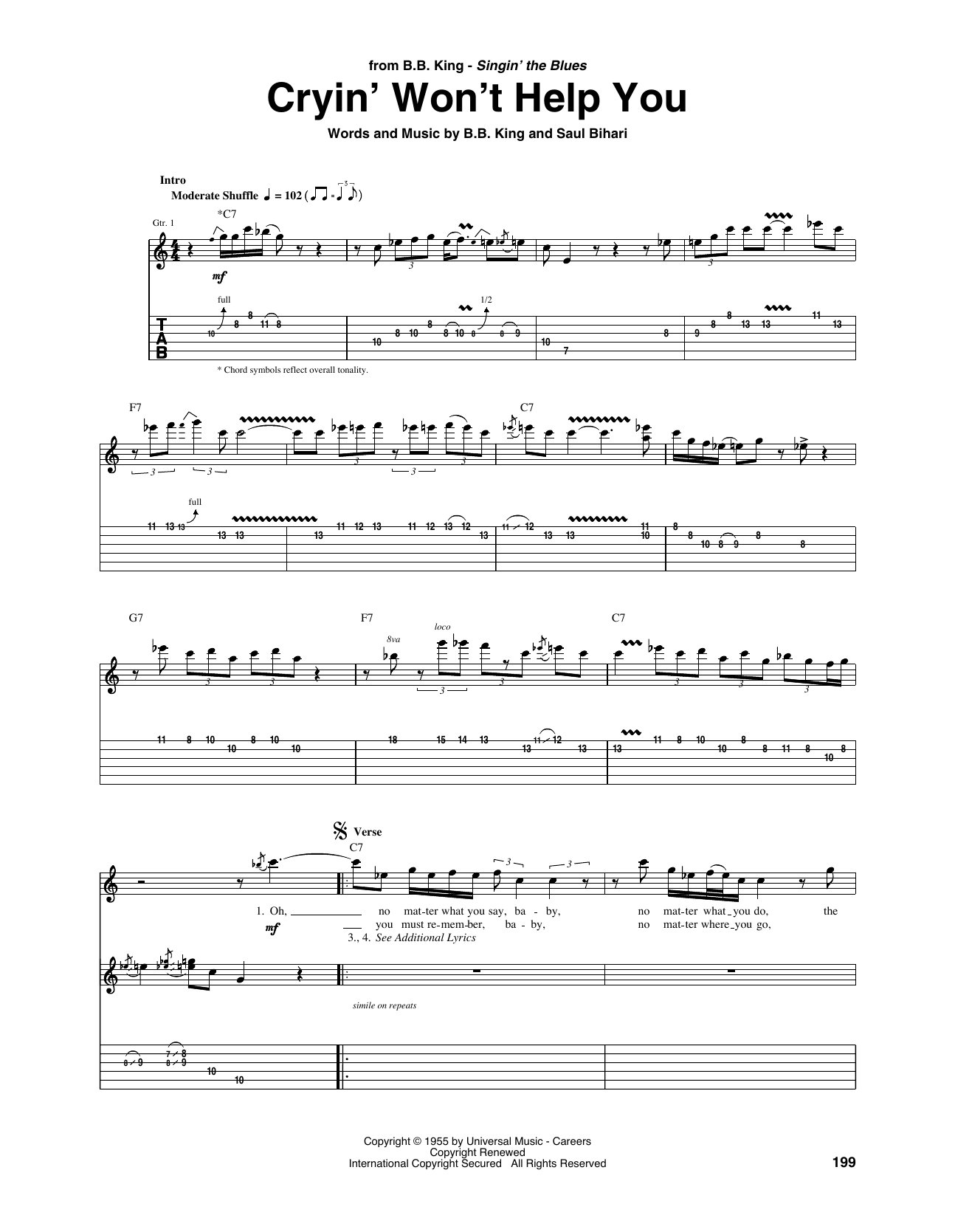 Product gallery: Page 1 of 1 Cryin' Won't Help You, B.B. King