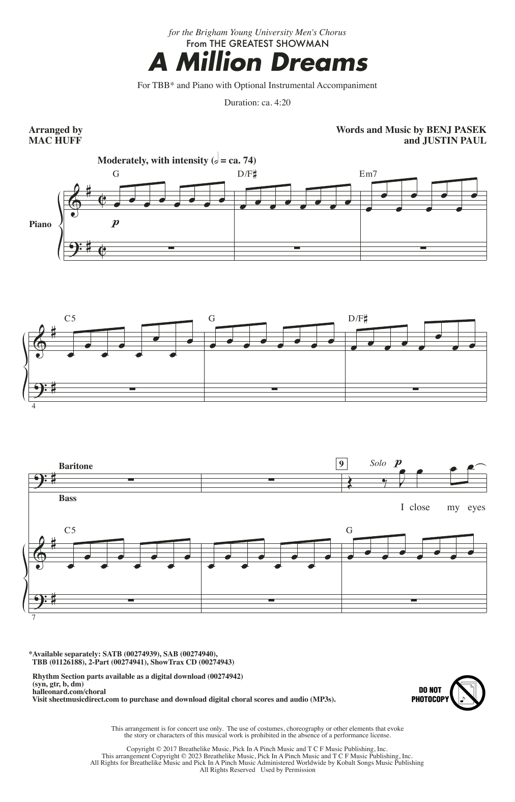 Produktbild zu: A Million Dreams (from The Greatest Showman) (arr. Mac Huff)