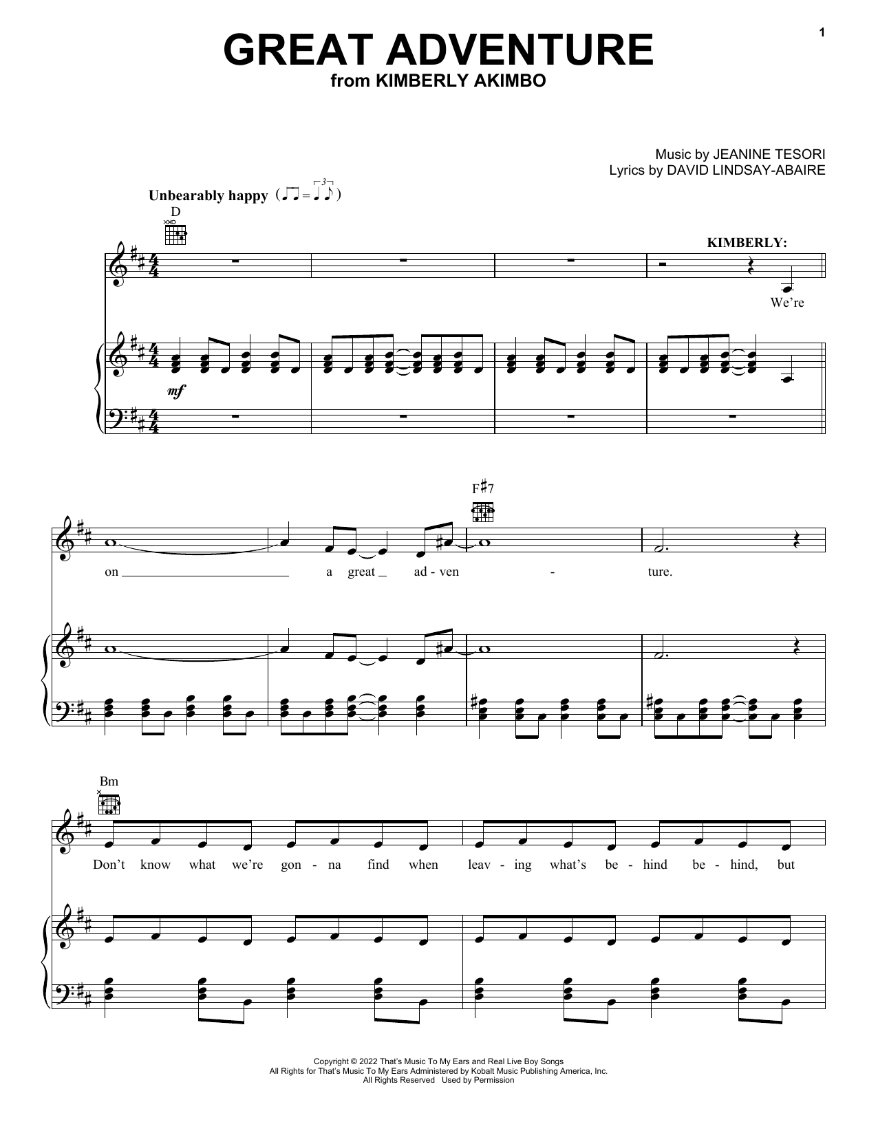 Produktgalerie: Seite 1 von 1 Great Adventure (from Kimberly Akimbo), David Lindsay-Abaire and Jeanine Tesori, Gesang, Gitarre, Klavier
