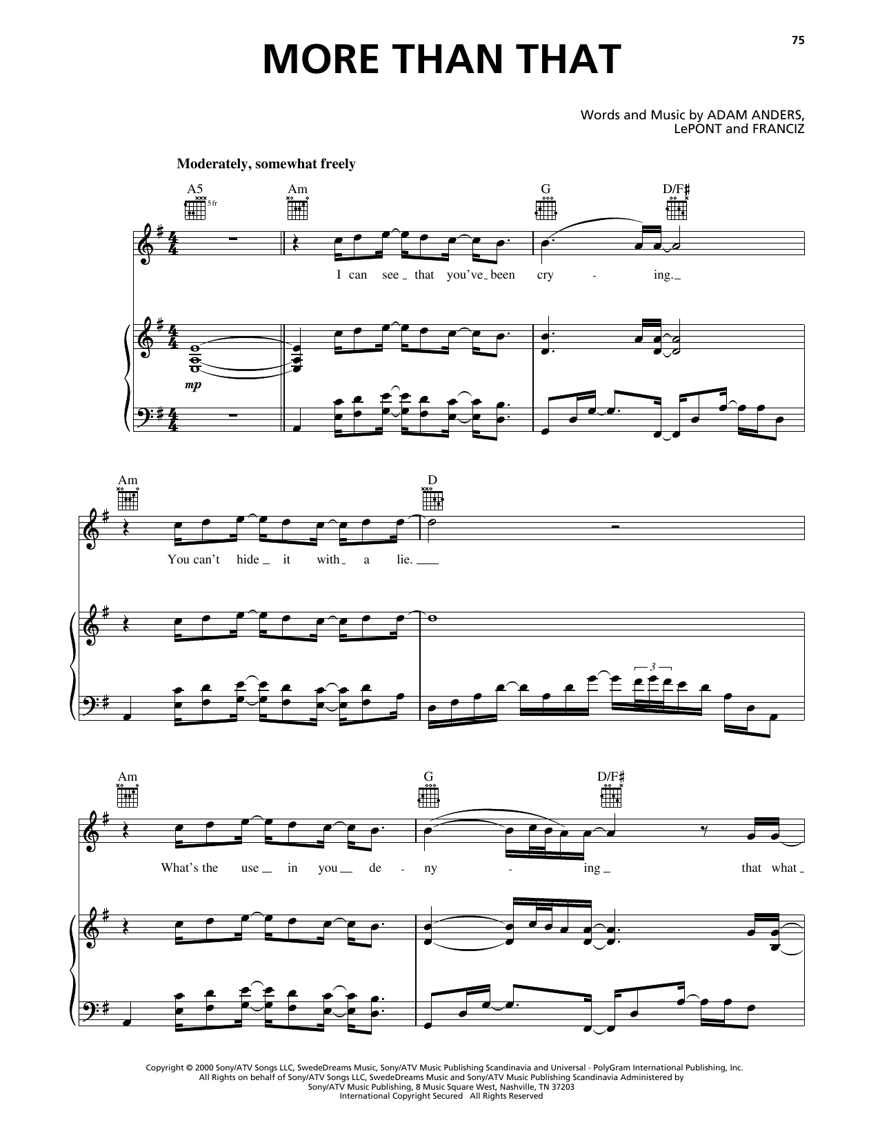 Produktgalerie: Seite 1 von 1 More Than That, Backstreet Boys, Gesang, Gitarre, Klavier