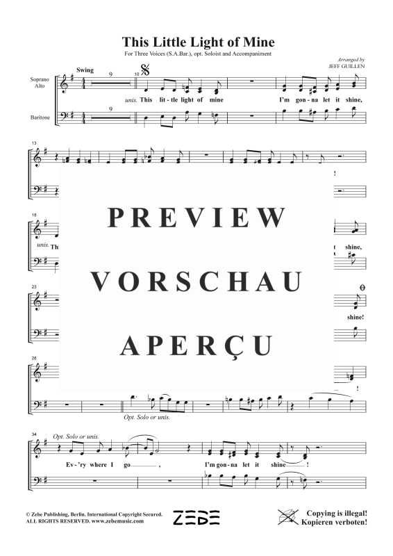 Produktgalerie: Seite 3 von 11 This Little Light Of Mine, , Gemischter Chor SAB und Klavier