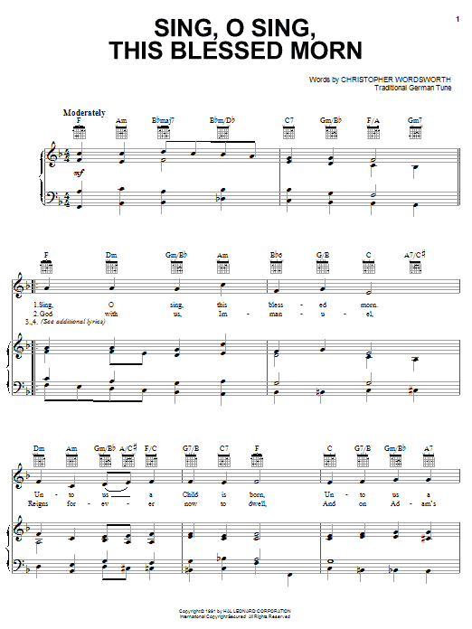 Product gallery: Page 1 of 1 Sing, O Sing, This Blessed Morn, Christopher Wordsworth