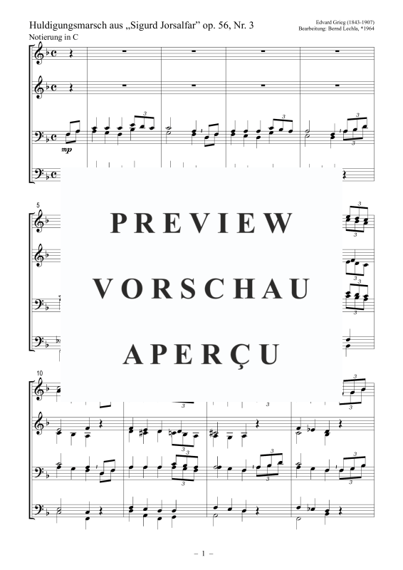 Produktgalerie: Seite 2 von 9 Huldigungsmarsch aus Sigurd Jorsalfar op. 56, Nr. 3, , Posaunenchor