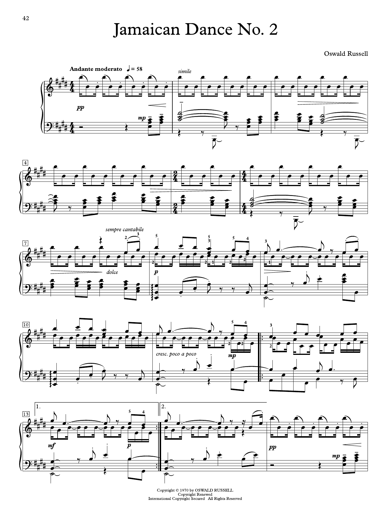 Produktgalerie: Seite 1 von 1 Jamaican Dance No. 2, Oswald Russell, Klavier