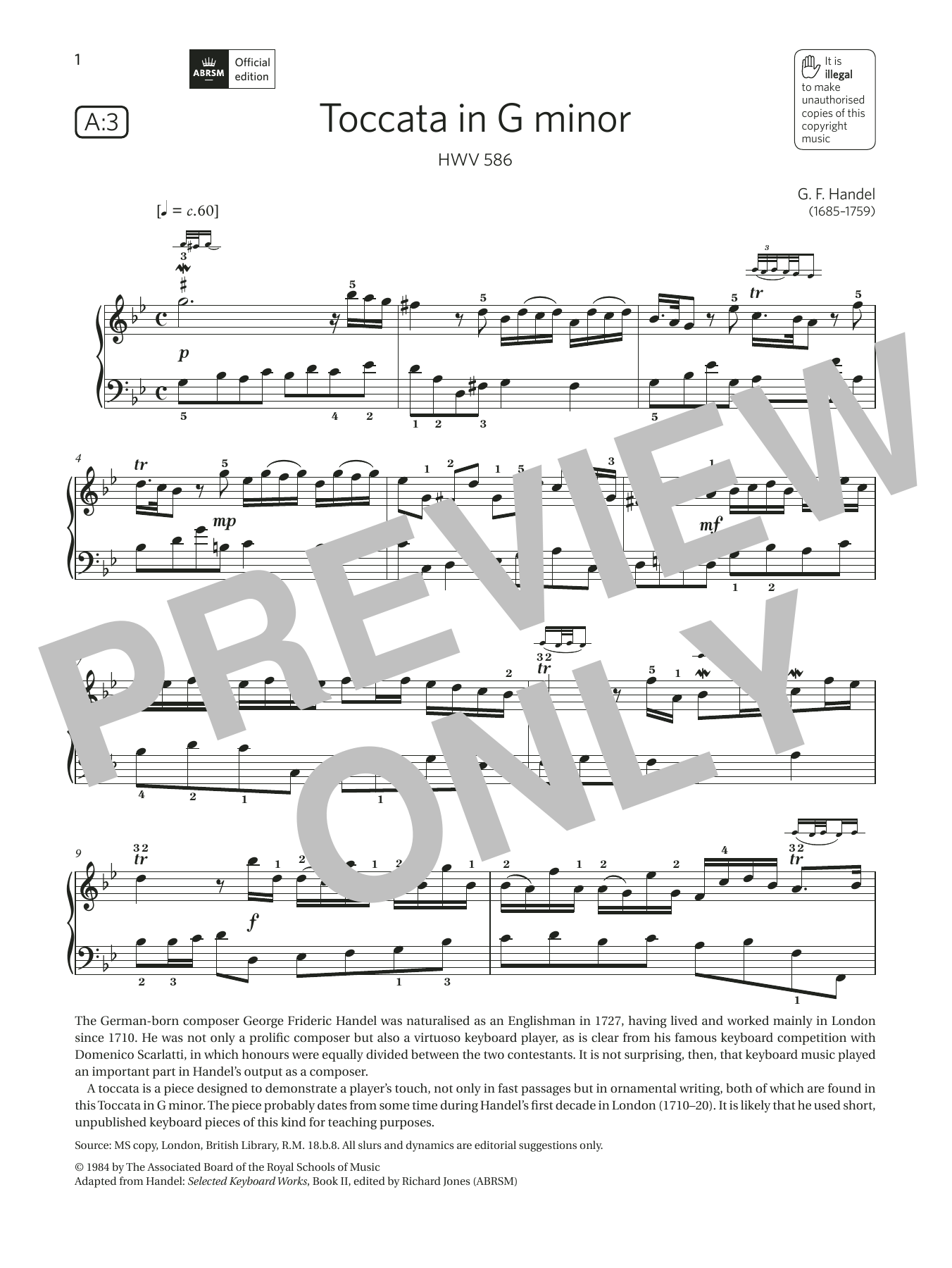 Product picture to: Toccata in G minor (Grade 5, list A3, from the ABRSM Piano Syllabus 2021 & 2022)