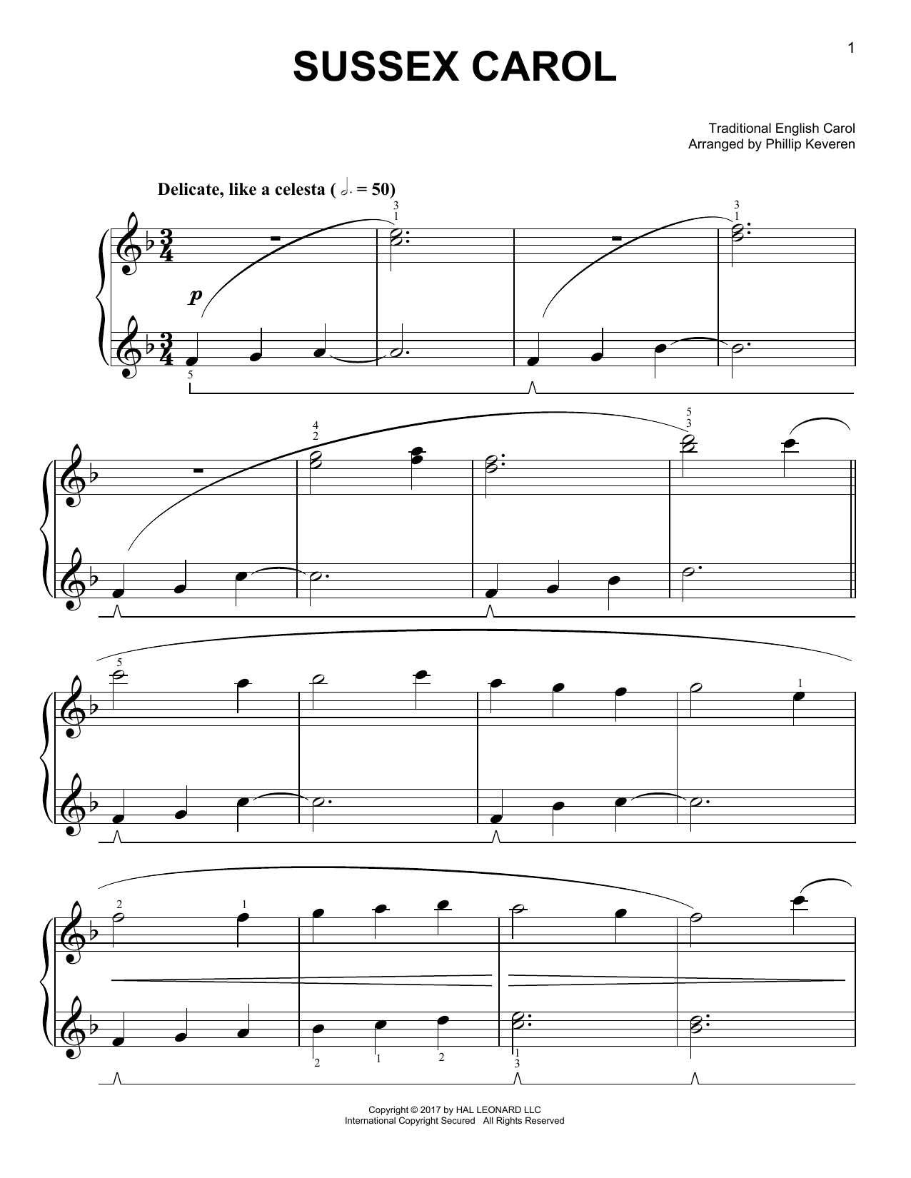 Product gallery: Page 1 of 1 Sussex Carol [Classical version] (arr. Phillip Keveren), Traditional English Carol