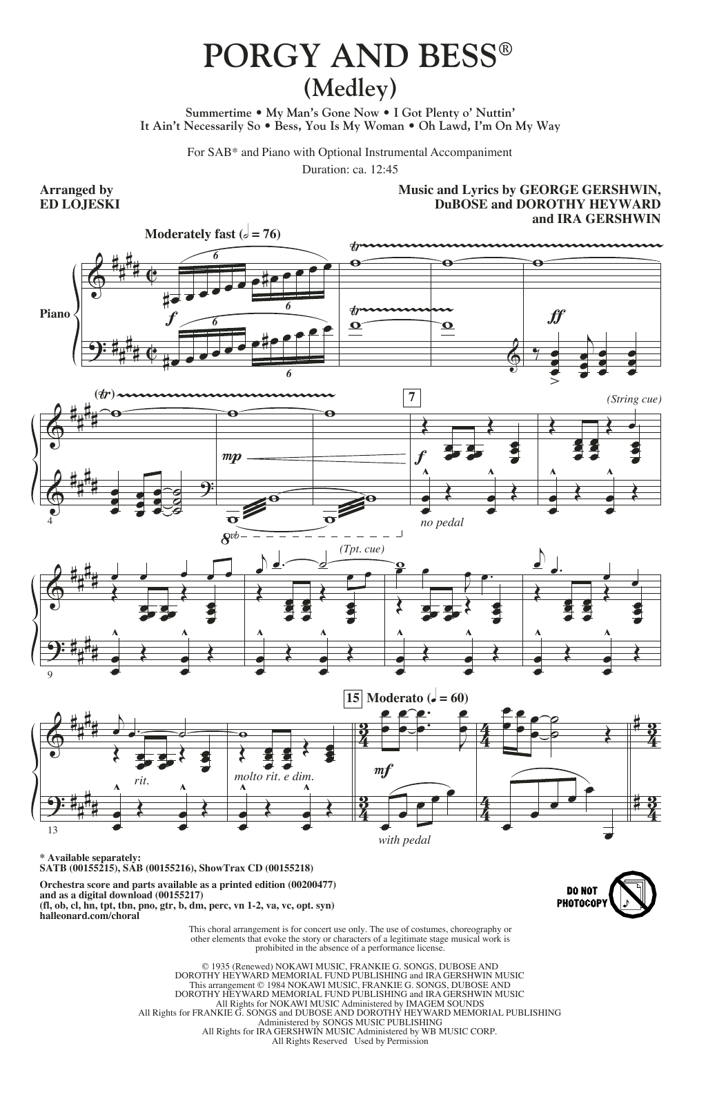 Produktbild zu: Porgy And Bess (Medley)