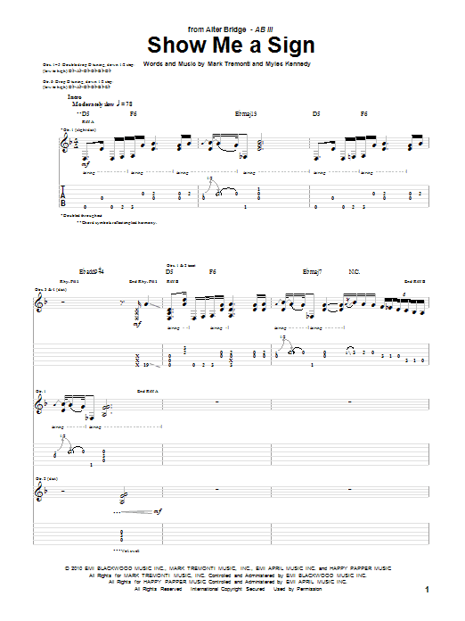 Produktgalerie: Seite 1 von 1 Show Me A Sign, Alter Bridge, Gitarre