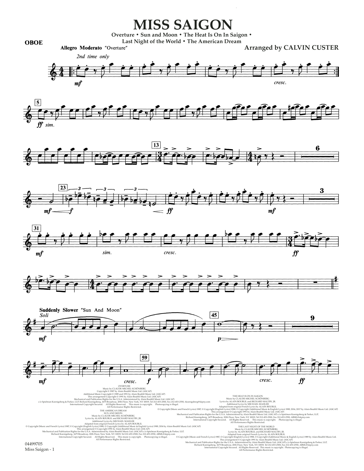 Produktbild zu: Miss Saigon (arr. Calvin Custer) - Oboe