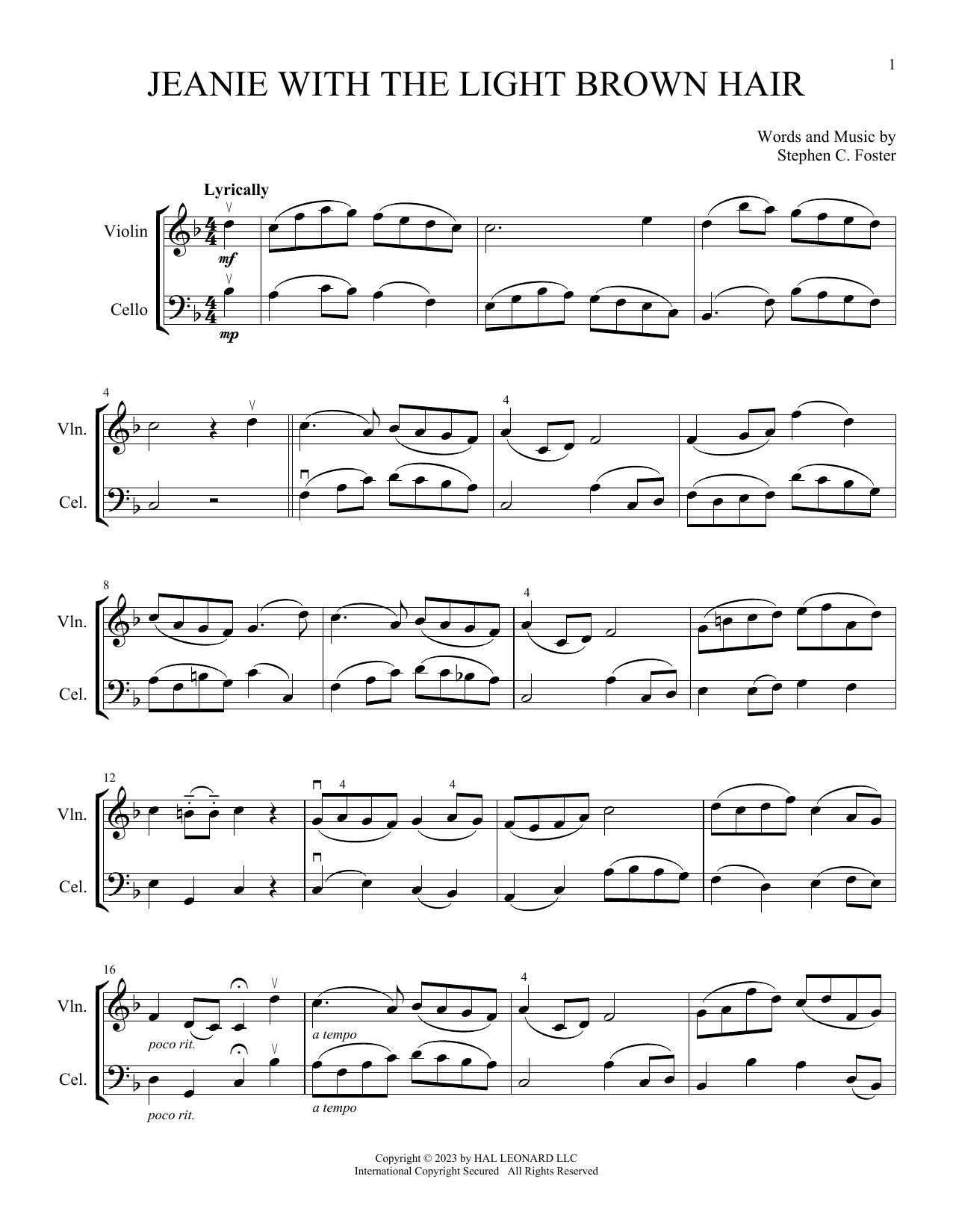 Produktgalerie: Seite 1 von 1 Jeanie With The Light Brown Hair (arr. Michelle Hynson), Stephen C. Foster