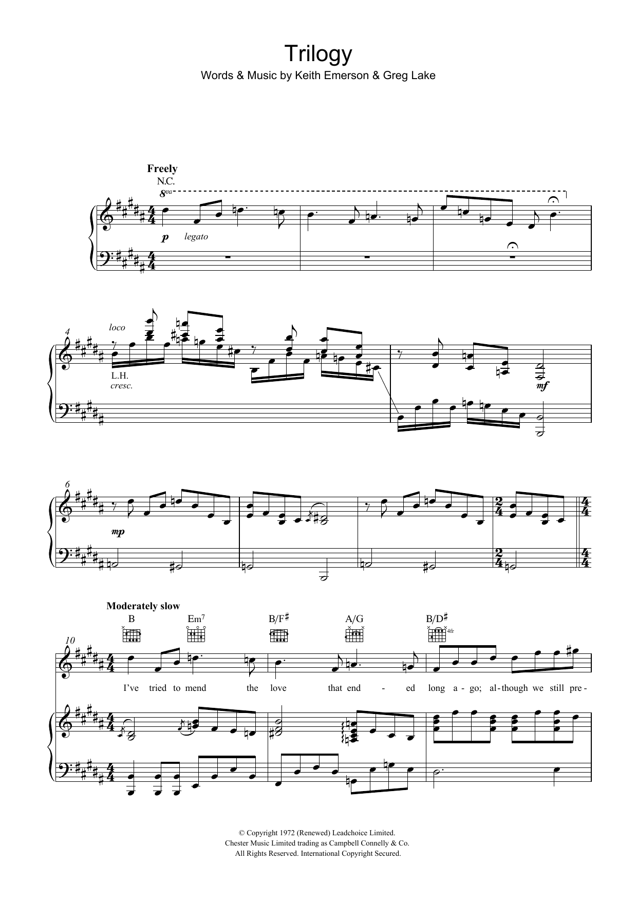 Produktgalerie: Seite 1 von 1 Trilogy, Emerson, Lake & Palmer, Gesang, Gitarre, Klavier