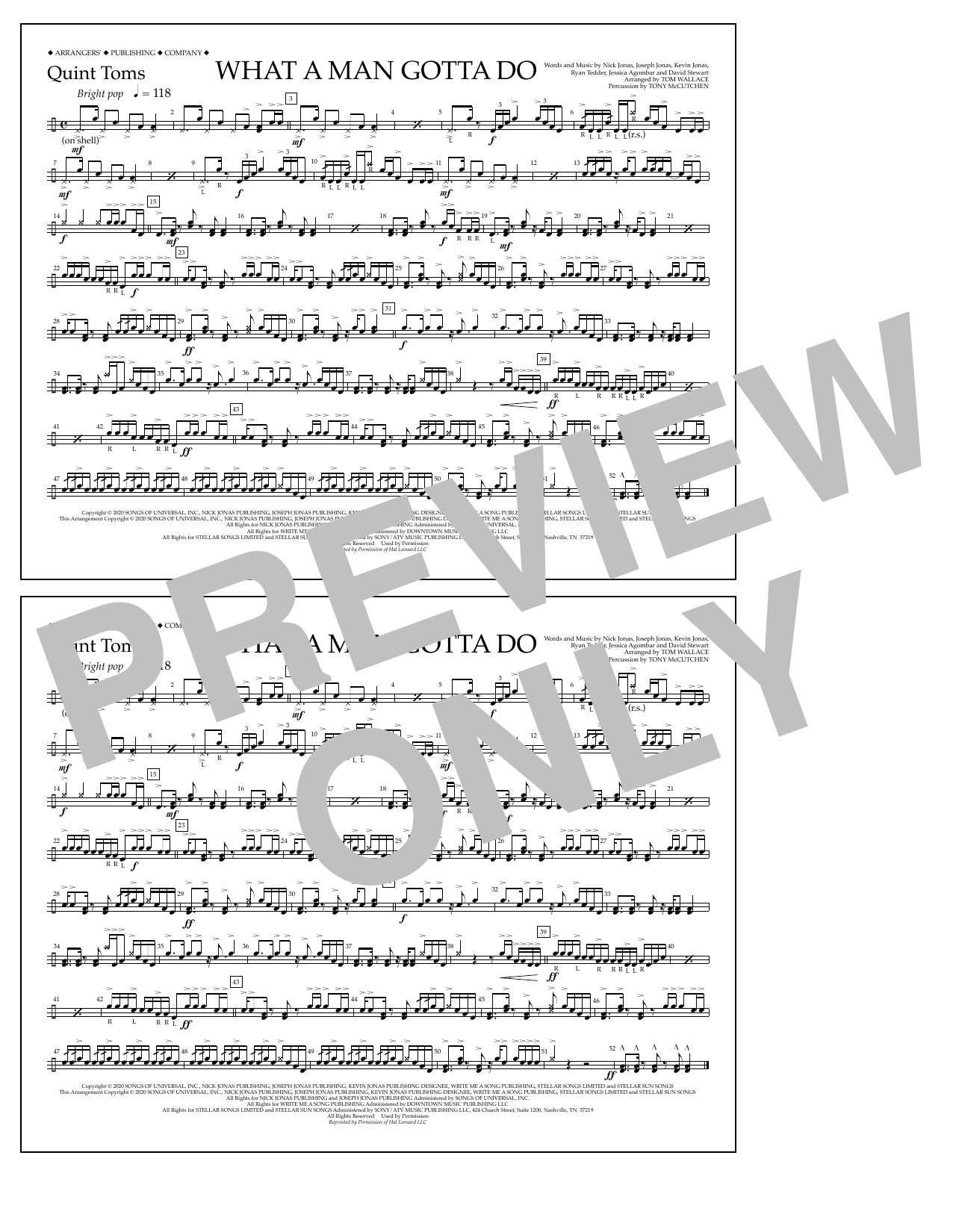 Product picture to: What a Man Gotta Do (arr. Tom Wallace) - Quint-Toms