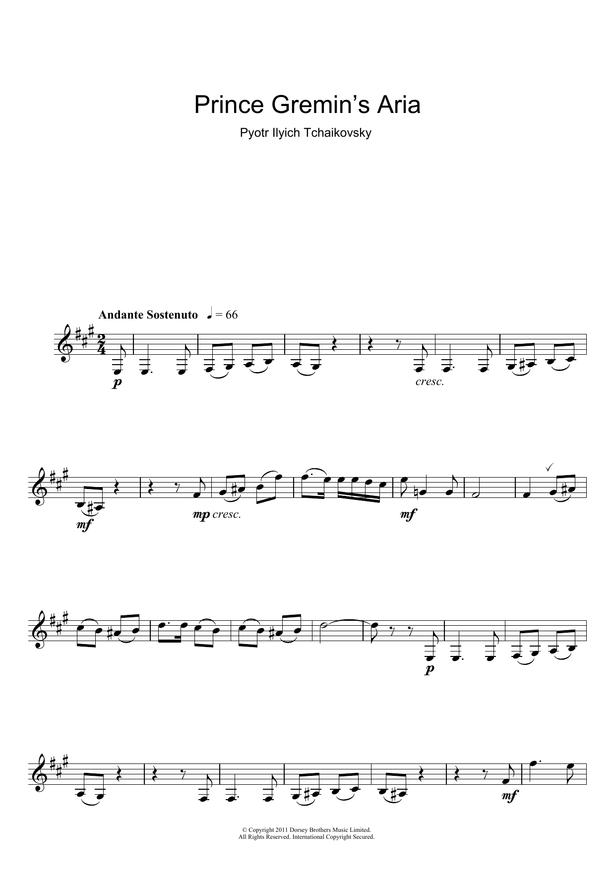 Product gallery: Page 1 of 1 Prince Gremin's Aria (from Eugene Onegin), Pyotr Il'yich Tchaikovsky