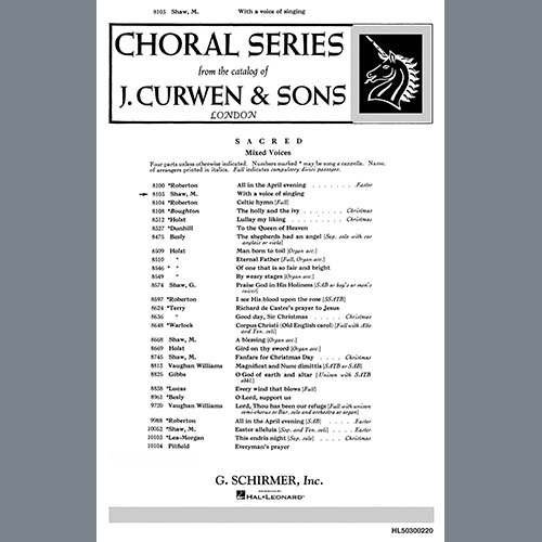 cover: With A Voice Of Singing, M. Shaw