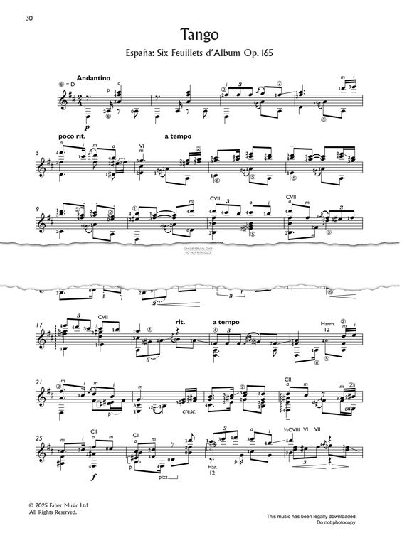 Produktgalerie: Seite 1 von 1 Tango (from España: Six Feuillets d’Album Op. 165), Isaac Albeniz, Gitarre
