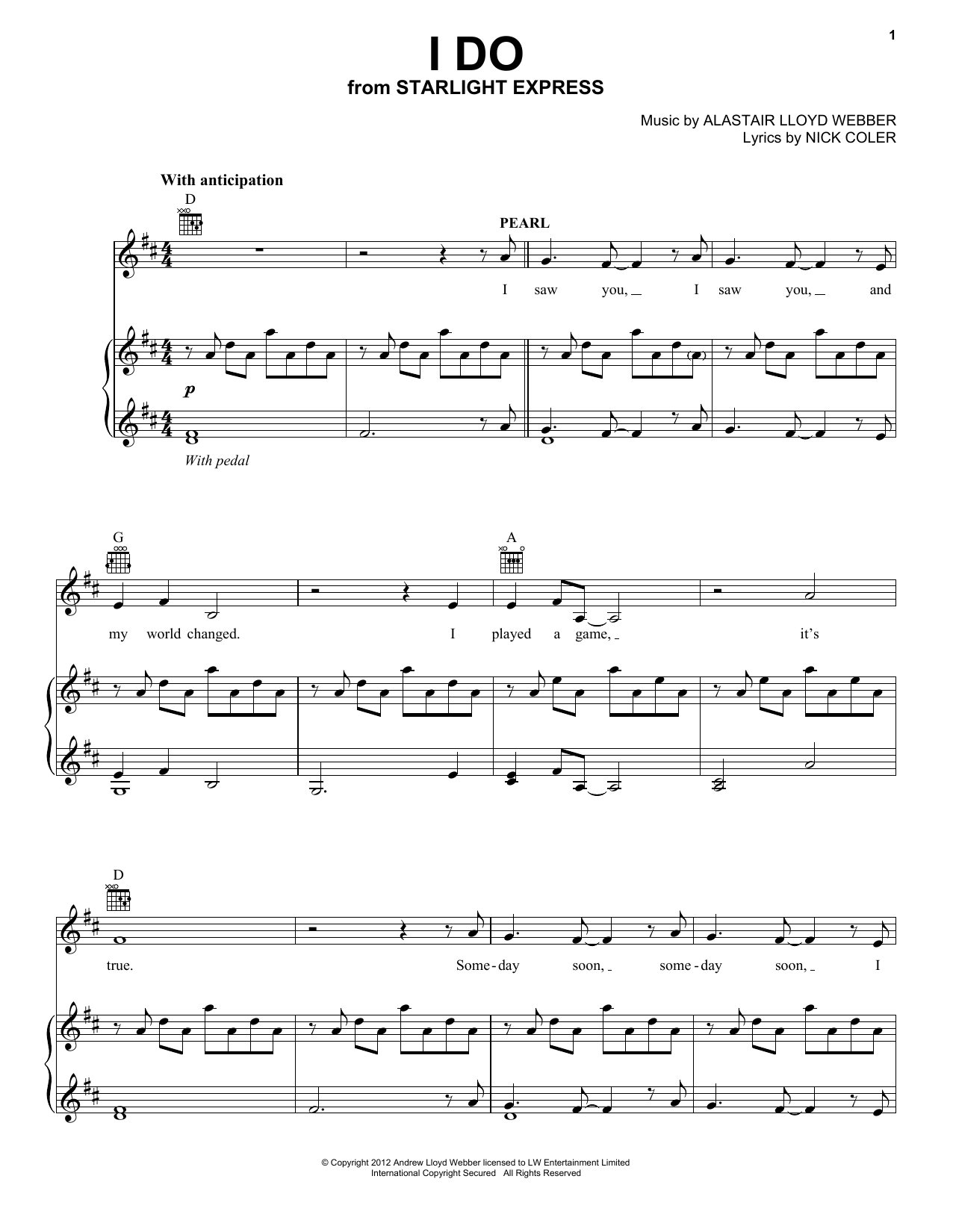 Produktgalerie: Seite 1 von 1 I Do (from Starlight Express), Andrew Lloyd Webber, Gesang, Gitarre, Klavier