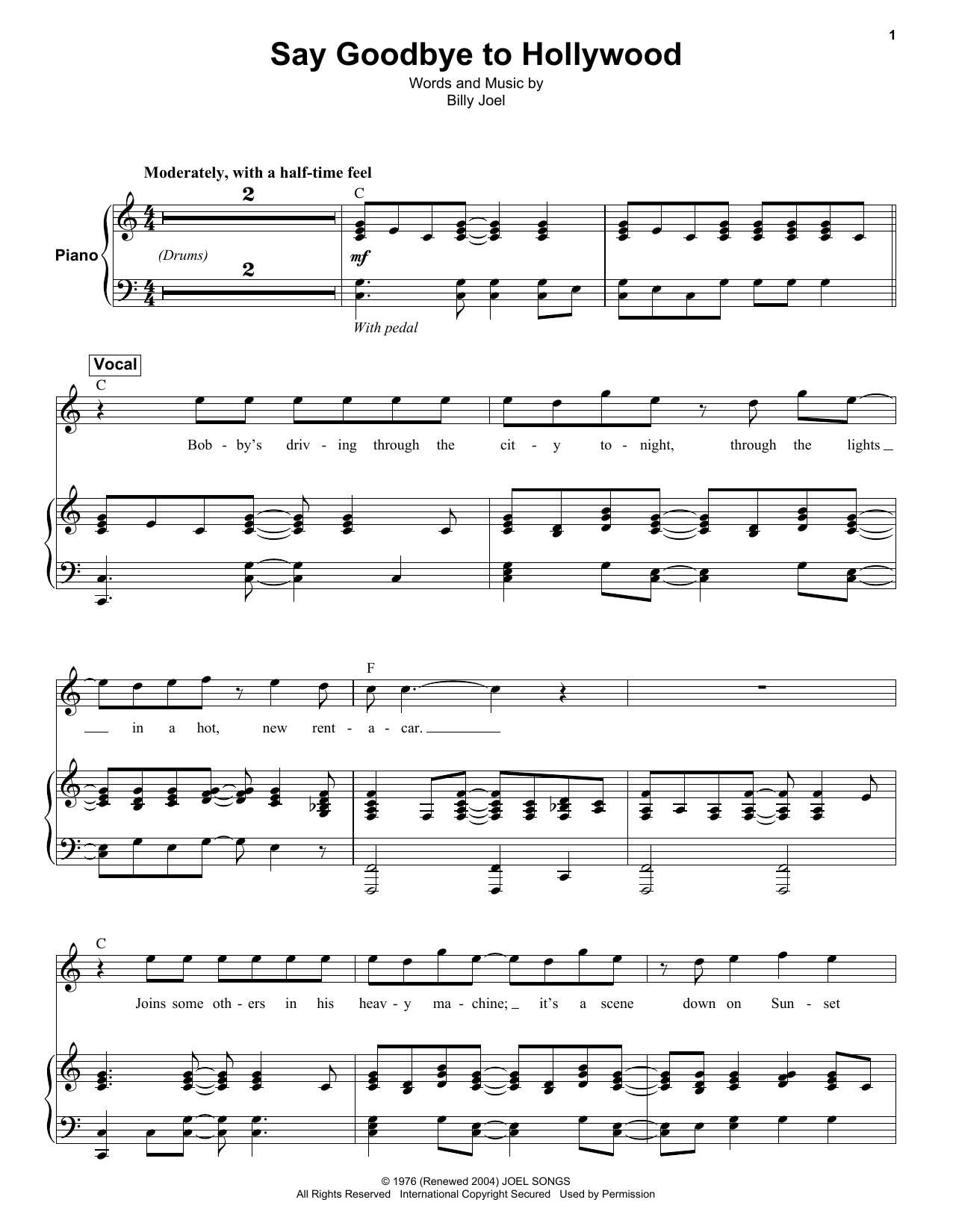 Product gallery: Page 1 of 1 Say Goodbye To Hollywood, Billy Joel