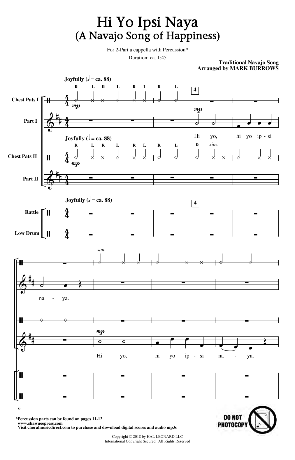 Product picture to: Hi Yo Ipsi Naya (arr. Mark Burrows)