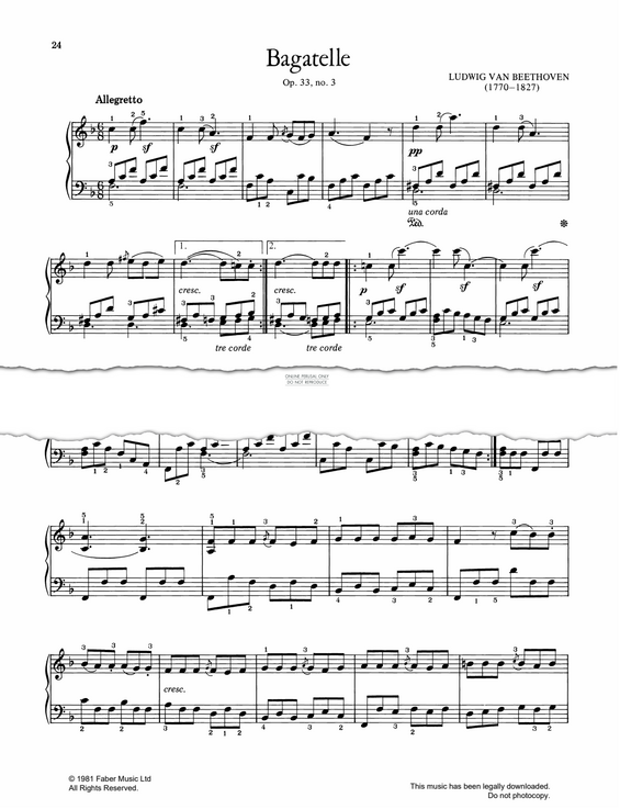 Product gallery: Page 1 of 1 Bagatelle Op.33, No.3, Ludwig van Beethoven