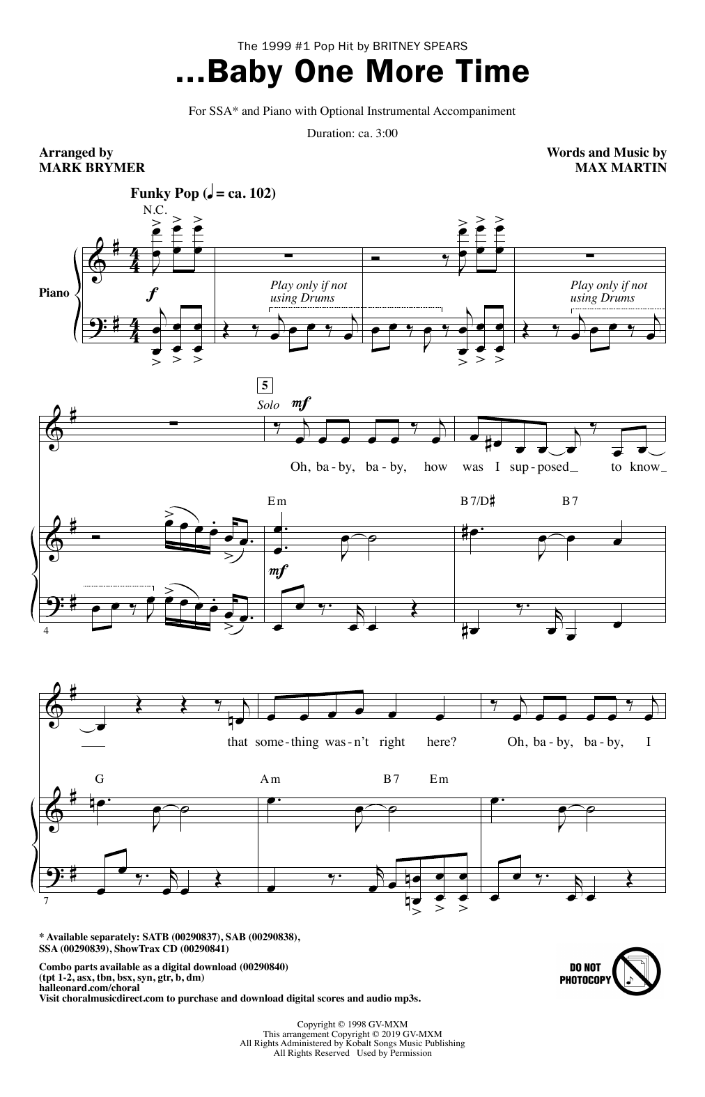 Product picture to: ...Baby One More Time (arr. Mark Brymer)