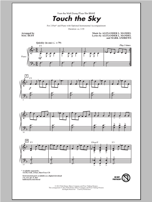 Product picture to: Touch The Sky (From Brave) (arr. Mac Huff)