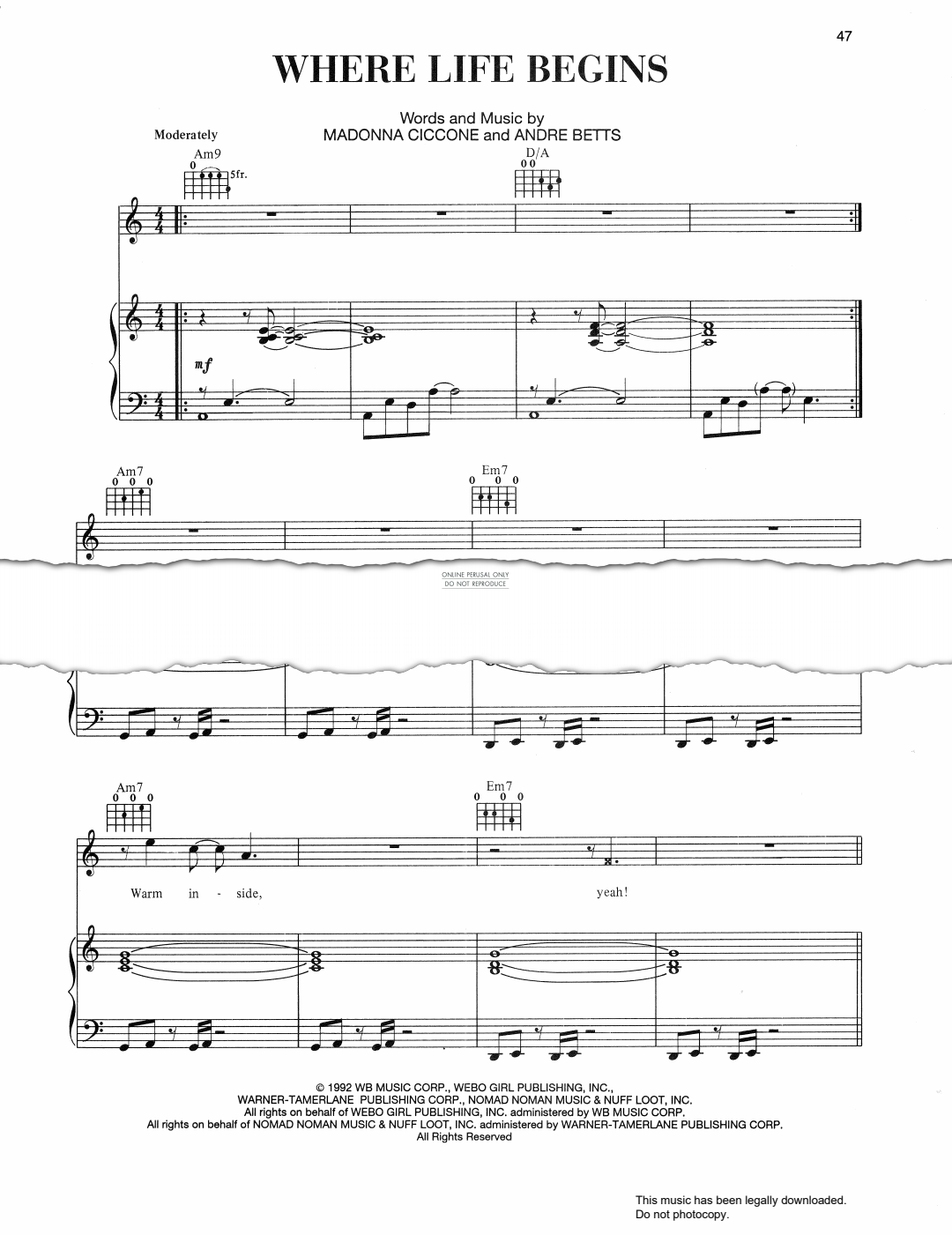 Produktgalerie: Seite 1 von 1 Where Life Begins, Madonna, Gesang, Gitarre, Klavier