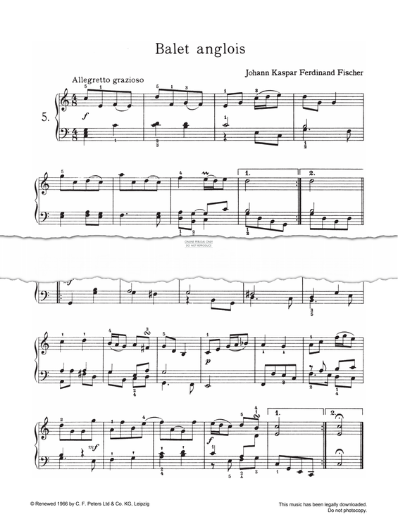 Produktgalerie: Seite 1 von 1 Balet anglois, Johann Caspar Ferdinand Fischer, Klavier