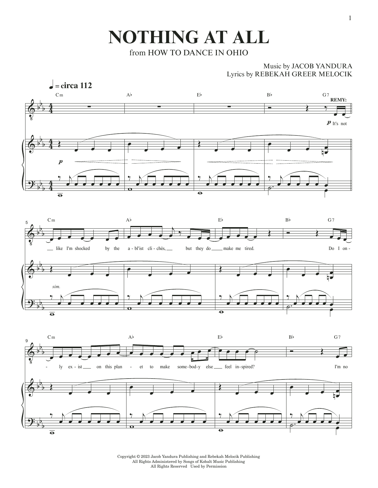 Produktgalerie: Seite 1 von 1 Nothing At All (from How To Dance In Ohio), Jacob Yandura & Rebekah Greer Melocik, Gesang, Klavier