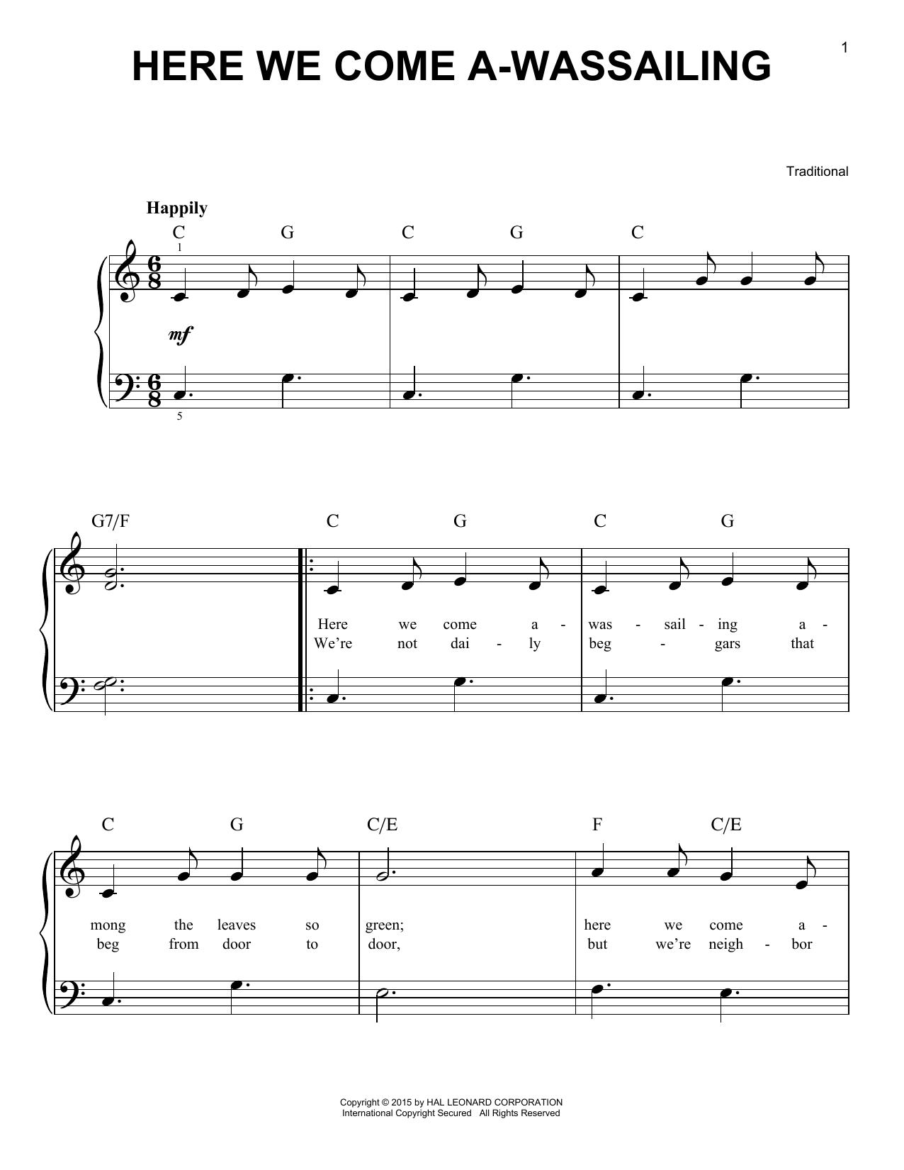 Produktgalerie: Seite 1 von 1 Here We Come A-Wassailing, Traditional, Klavier