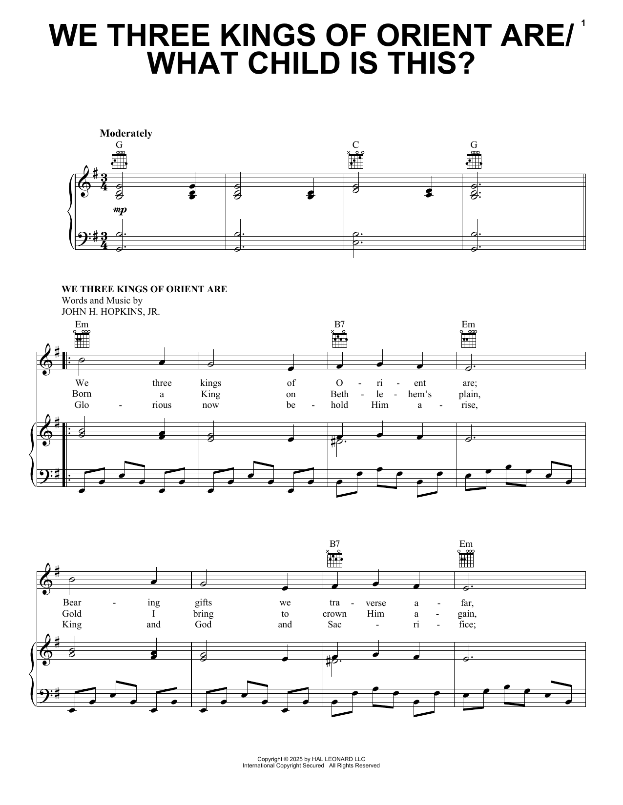 Produktgalerie: Seite 1 von 1 We Three Kings Of Orient Are with What Child Is This?, Mark Carlstein (arr.), Gesang, Gitarre, Klavier