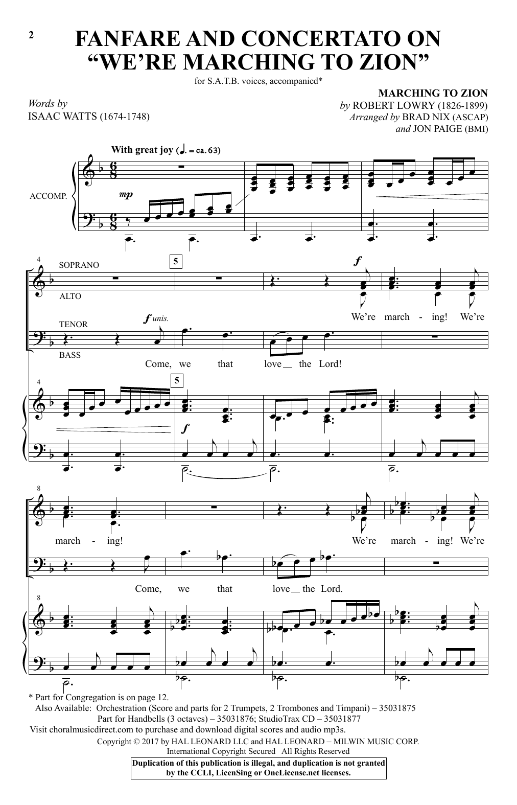 Produktbild zu: Fanfare And Concertato On "We're Marching To Zion"