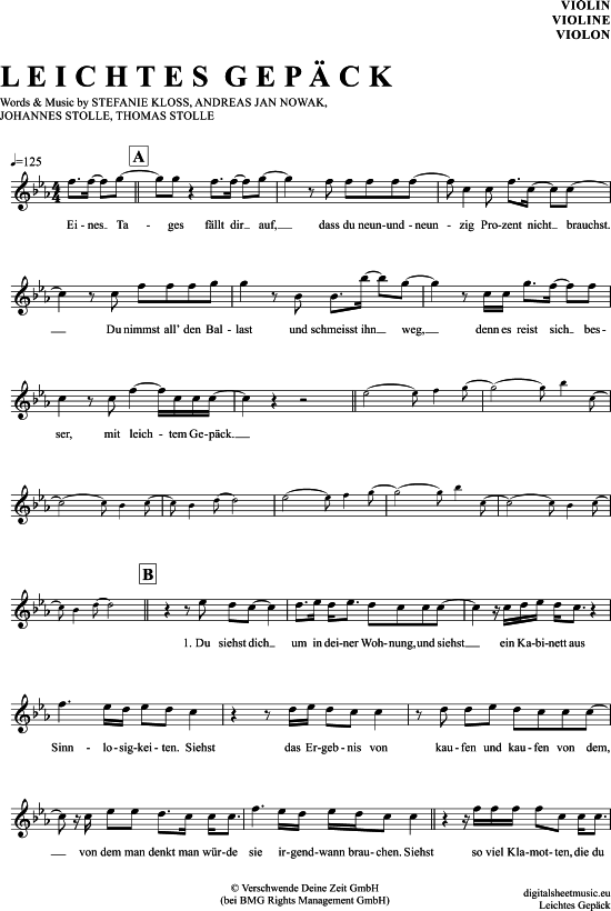 Product gallery: Page 1 of 4 Leichtes Gepäck , Silbermond, (violin)