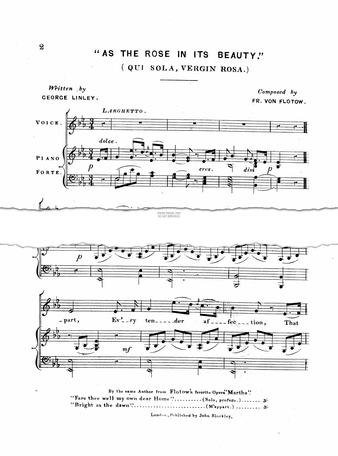 Produktgalerie: Seite 1 von 1 As The Rose In Its Beauty (Qui Sola Vergin Rosa), Fr. von Flotow, Gesang, Klavier